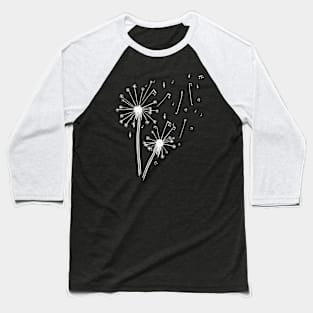 Dandelion Minimalist Musical Note Black and White by Tobe Fonseca Baseball T-Shirt